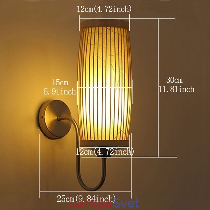 Nástenné svietidlo s dizajnom bubna v páse Creative Bamboo Wall Sconce Nočné schody Vidiecke osvetlenie