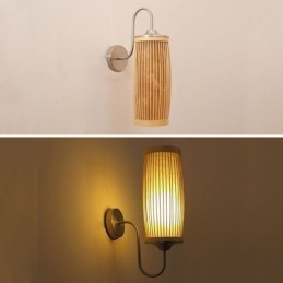 Nástenné svietidlo s dizajnom bubna v páse Creative Bamboo Wall Sconce Nočné schody Vidiecke osvetlenie