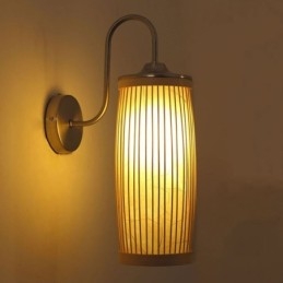 Nástenné svietidlo s dizajnom bubna v páse Creative Bamboo Wall Sconce Nočné schody Vidiecke osvetlenie