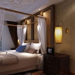 Nástenné svietidlo s dizajnom bubna v páse Creative Bamboo Wall Sconce Nočné schody Vidiecke osvetlenie
