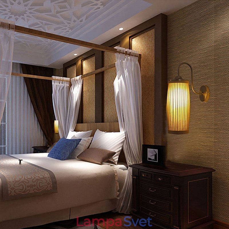 Nástenné svietidlo s dizajnom bubna v páse Creative Bamboo Wall Sconce Nočné schody Vidiecke osvetlenie