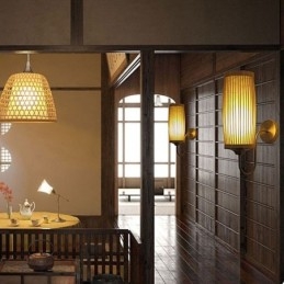 Nástenné svietidlo s dizajnom bubna v páse Creative Bamboo Wall Sconce Nočné schody Vidiecke osvetlenie