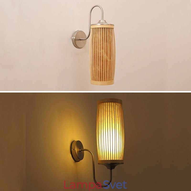 Nástenné svietidlo s dizajnom bubna v páse Creative Bamboo Wall Sconce Nočné schody Vidiecke osvetlenie