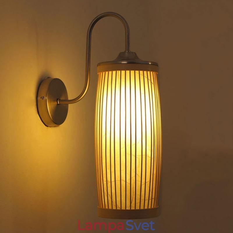 Nástenné svietidlo s dizajnom bubna v páse Creative Bamboo Wall Sconce Nočné schody Vidiecke osvetlenie