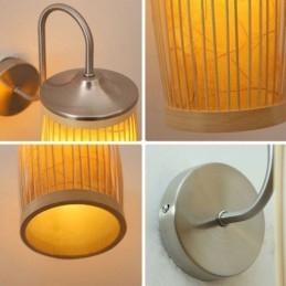 Nástenné svietidlo s dizajnom bubna v páse Creative Bamboo Wall Sconce Nočné schody Vidiecke osvetlenie