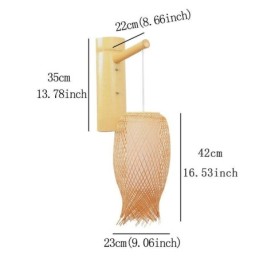 Nadol smerujúce bambusové nástenné svietidlo Vidiecke okrúhle nástenné nástenné svietidlo Kreatívne svetlo do čajovne