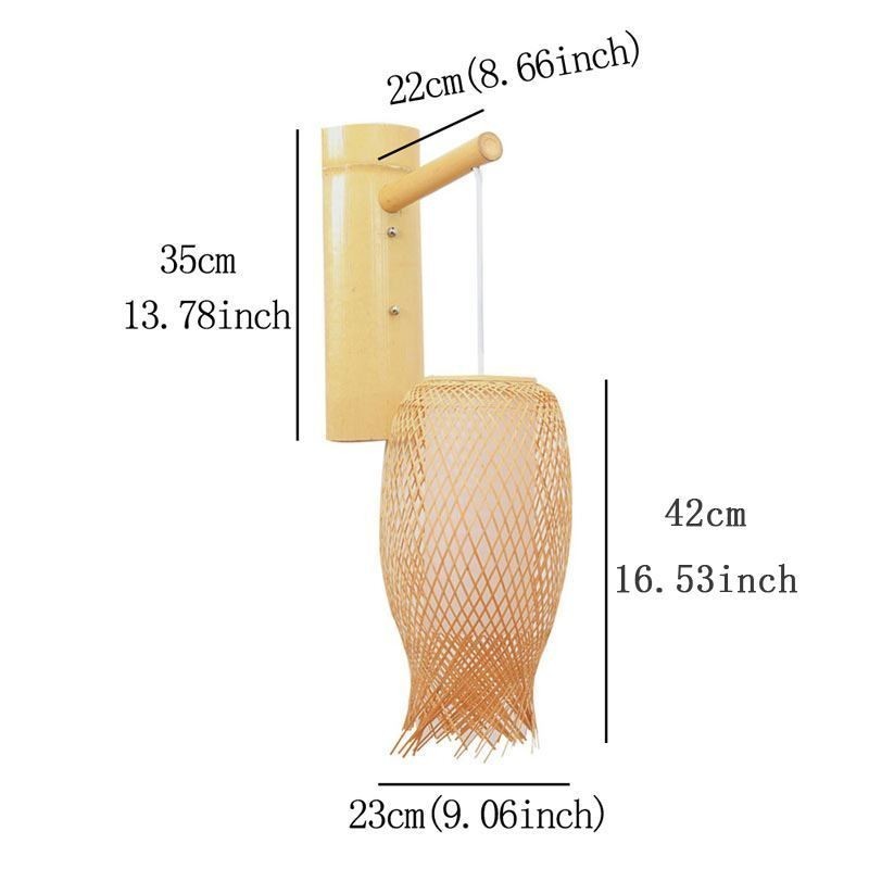 Nadol smerujúce bambusové nástenné svietidlo Vidiecke okrúhle nástenné nástenné svietidlo Kreatívne svetlo do čajovne