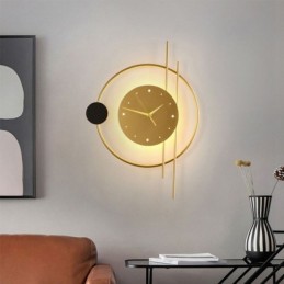 Nástenné svietidlo s hodinami Moderné minimalistické nástenné svietidlo z tepaného železa A