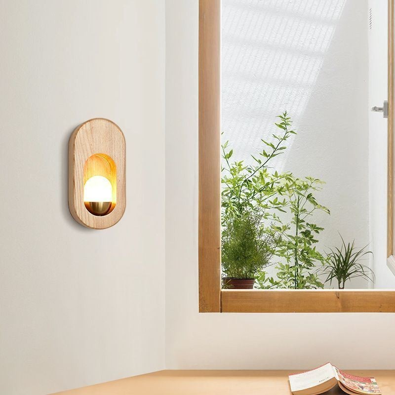 Japonská dekorácia nástenná svetelná drevená nástenná lampa Vstupná ulička
