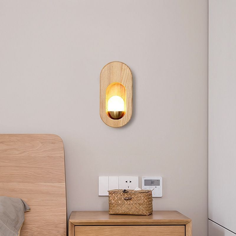 Japonská dekorácia nástenná svetelná drevená nástenná lampa Vstupná ulička