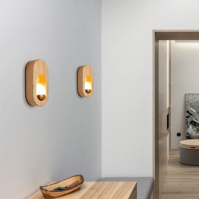 Japonská dekorácia nástenná svetelná drevená nástenná lampa Vstupná ulička