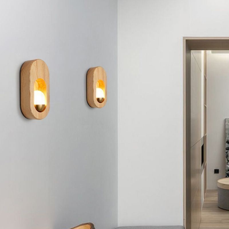 Japonská dekorácia nástenná svetelná drevená nástenná lampa Vstupná ulička