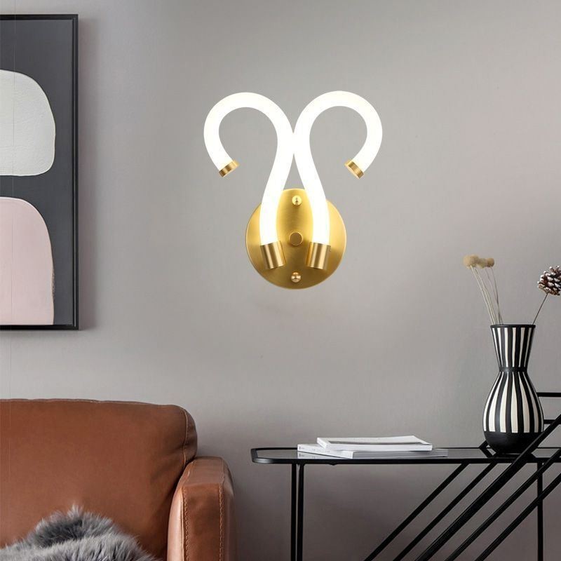 Moderné nástenné svietidlo Kreativita Nástenná lampa Medený Ovčí roh 2 svetlá