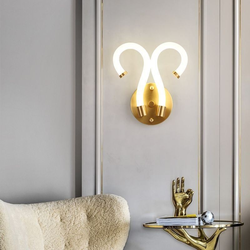 Moderné nástenné svietidlo Kreativita Nástenná lampa Medený Ovčí roh 2 svetlá
