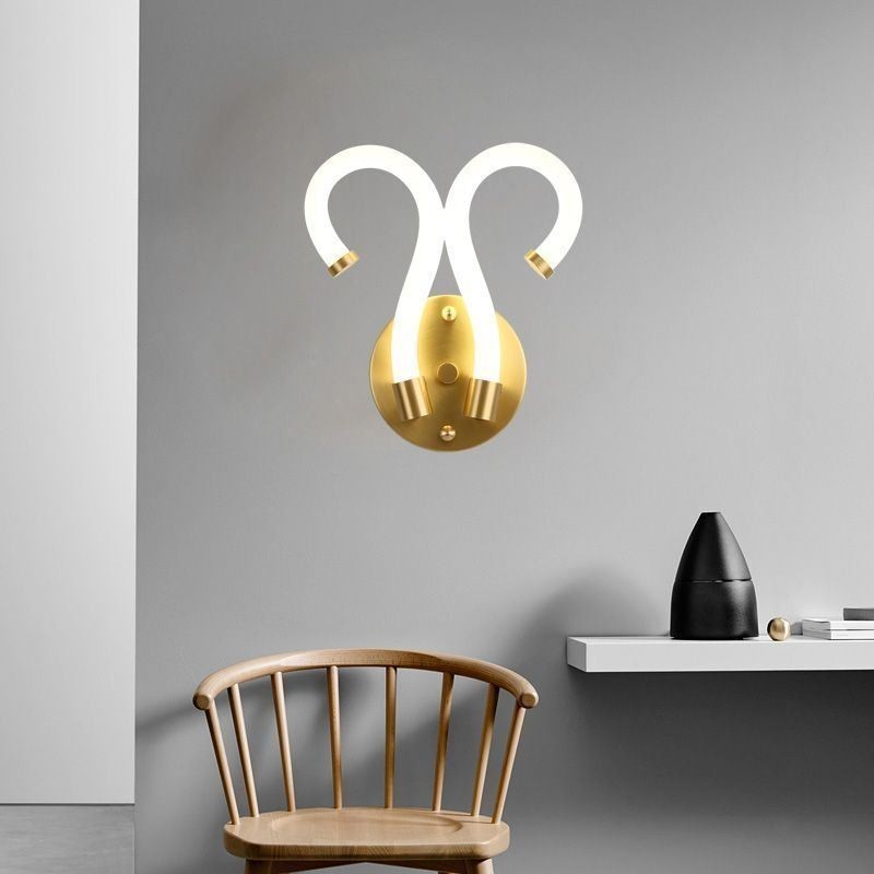 Moderné nástenné svietidlo Kreativita Nástenná lampa Medený Ovčí roh 2 svetlá