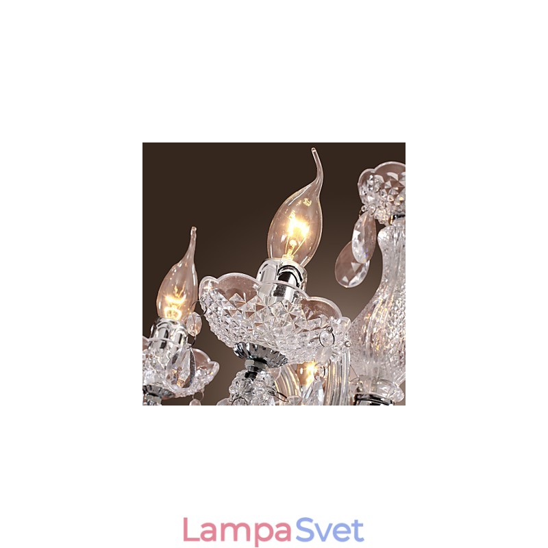 Upligh chrómová stropná lampa Svietidlo na sviečku Akrylové svietidlo Lustrový prívesok