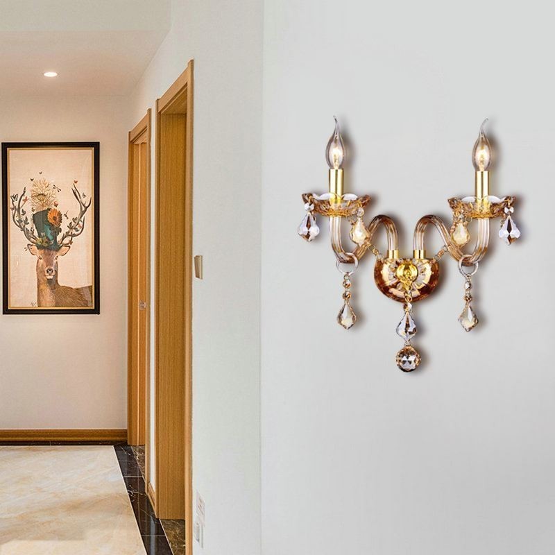 Európske krištáľové svietidlo Elegantné dve svetelné nástenné svetelné schody