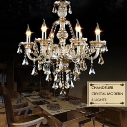 Luster Cognac Color Crystal Moderné 6 svetiel súčasné sklo
