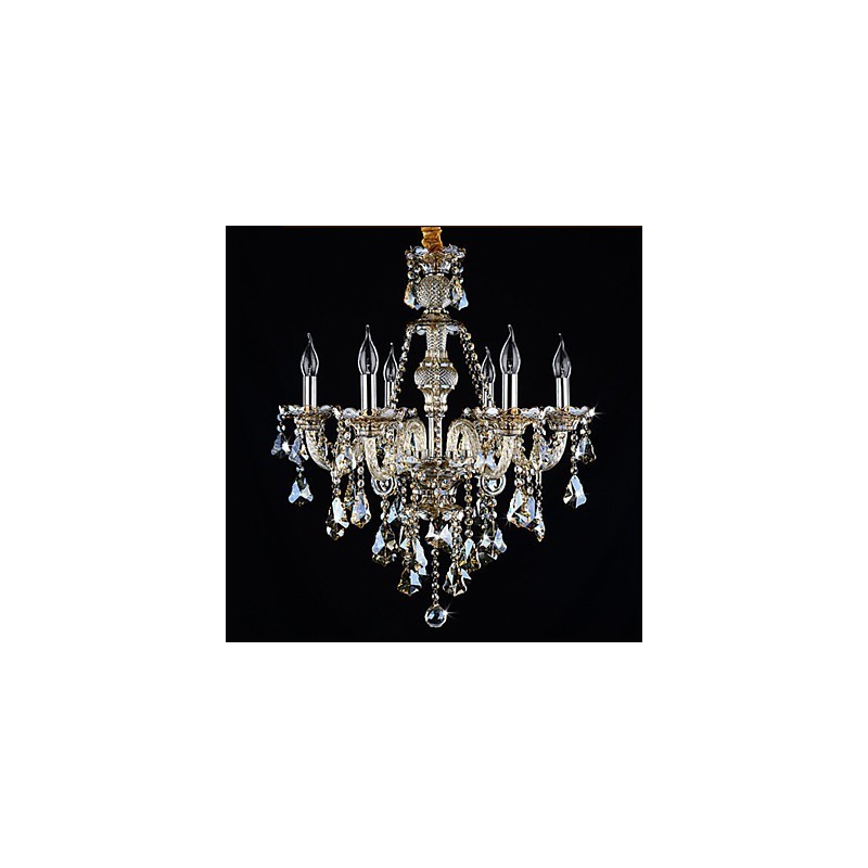 Luster Cognac Color Crystal Moderné 6 svetiel súčasné sklo