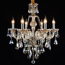 Luster Cognac Color Crystal Moderné 6 svetiel súčasné sklo