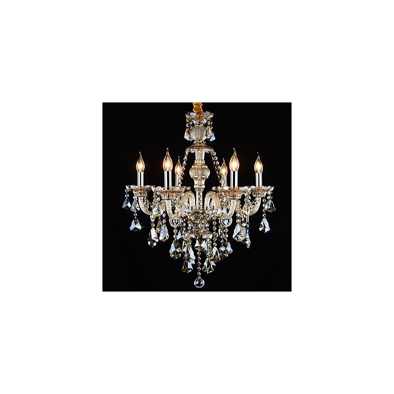 Luster Cognac Color Crystal Moderné 6 svetiel súčasné sklo