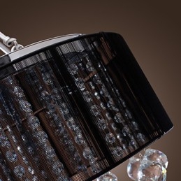 Moderný krištáľový zapustený držiak s 5 svetelným čiernym látkovým odtieňom