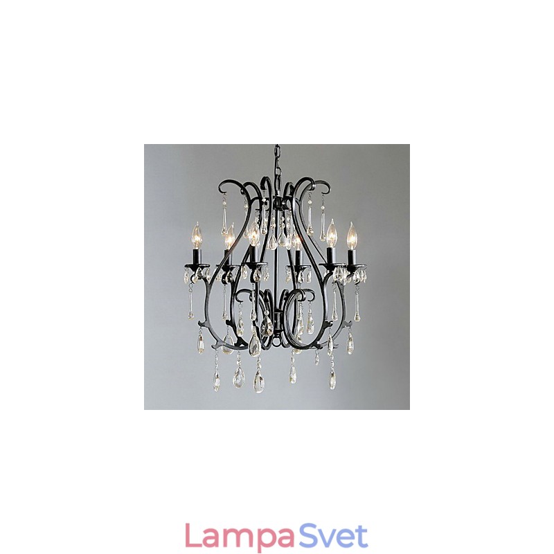 Moderná 6-svetlá krištáľová lusterová sviečka