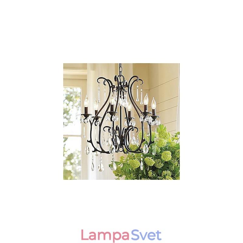 Moderná 6-svetlá krištáľová lusterová sviečka