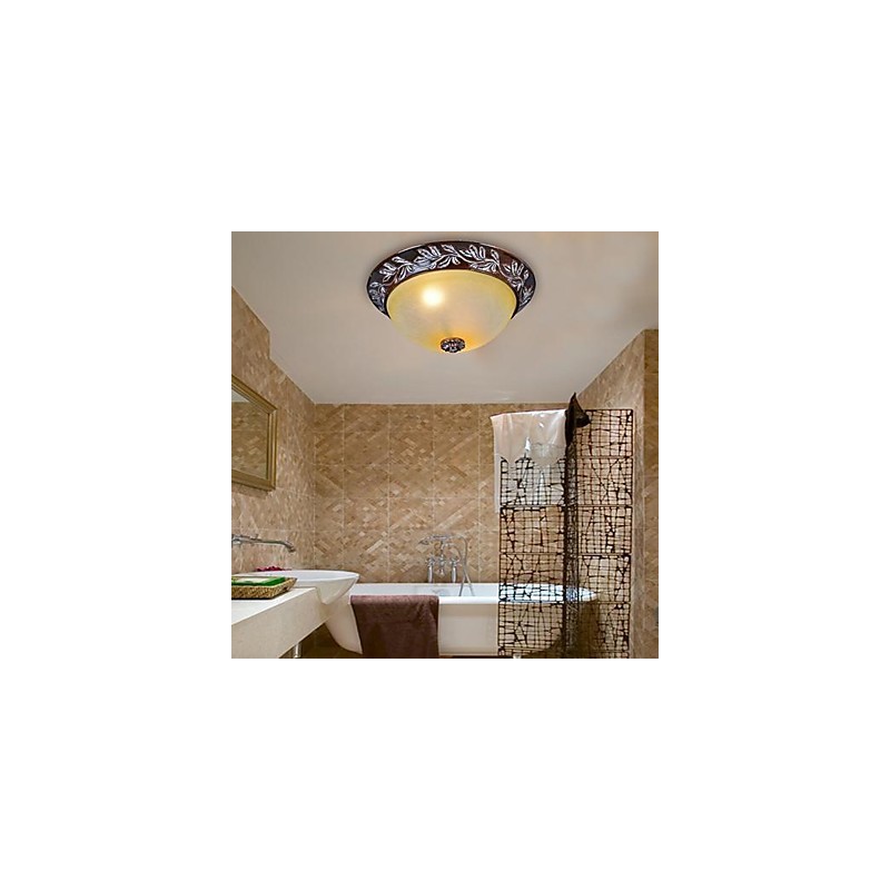 Zapustená montáž Svetlo Biela Žltá Sklenená živica Strieborná rezba European Classic