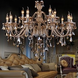 Luster Crystal Cognac Color Luxusné Moderné 2 Tiers Living 15 Lights