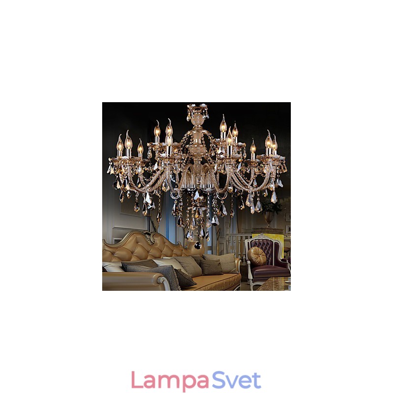 Luster Crystal Cognac Color Luxusné Moderné 2 Tiers Living 15 Lights