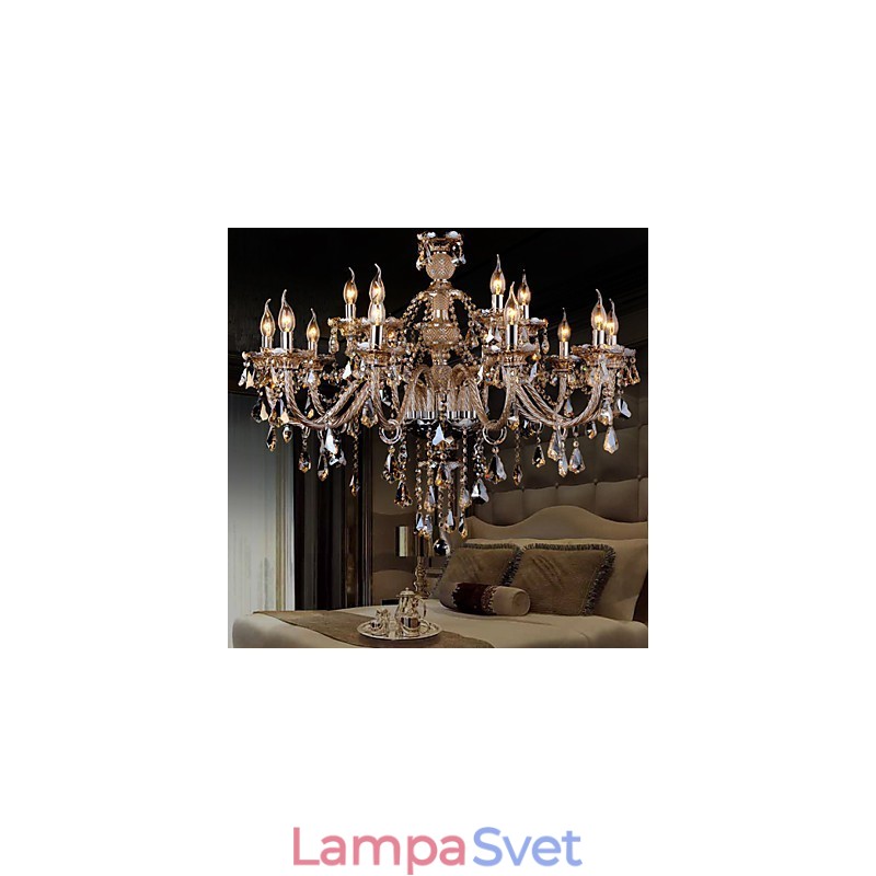 Luster Crystal Cognac Color Luxusné Moderné 2 Tiers Living 15 Lights