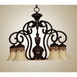 Vintage vidiecka maľba na kovový luster