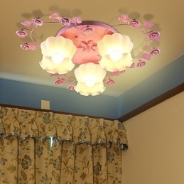 Creative Lamp Lamp Zmluvná vidiecka Sladká ružová ruža 3 Absorb Dome Light