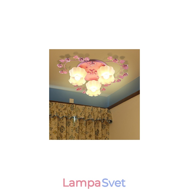 Creative Lamp Lamp Zmluvná vidiecka Sladká ružová ruža 3 Absorb Dome Light