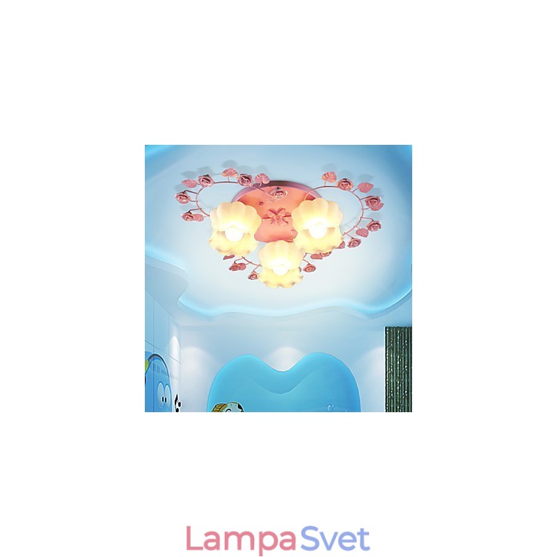 Creative Lamp Lamp Zmluvná vidiecka Sladká ružová ruža 3 Absorb Dome Light