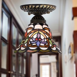Európske vidiecke výtvarné umenie Vitráže absorbujú svetlo kupolovej lampy