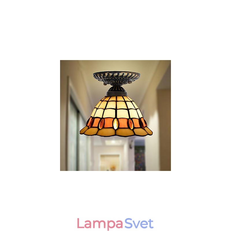 Európske vidiecke výtvarné umenie Vitráže absorbujú svetlo kupolovej lampy