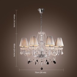 Luster Crystal Luxury Modern Living 8 svetiel s látkovým tienidlom