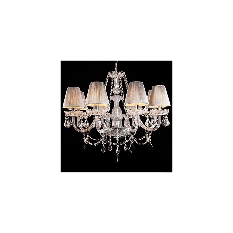 Luster Crystal Luxury Modern Living 8 svetiel s látkovým tienidlom