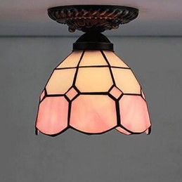 17*Európske vidiecke výtvarné umenie Vitráže absorbujú svetlo kupolovej lampy