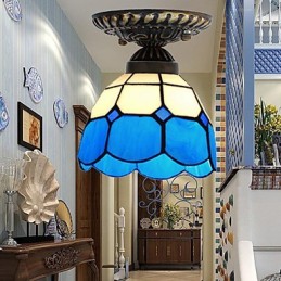 17*Európske vidiecke výtvarné umenie Vitráže absorbujú svetlo kupolovej lampy