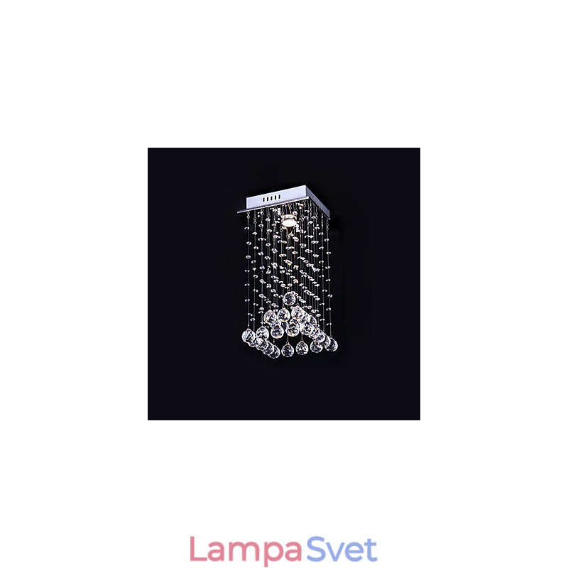 Moderný súčasný krištáľový galvanicky pokovovaný kovový luster pod omietku