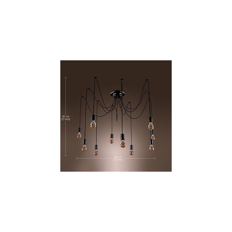 Luster Vintage Design Žiarovky zahrnuté Living 10 svietidiel Závesné svetlo
