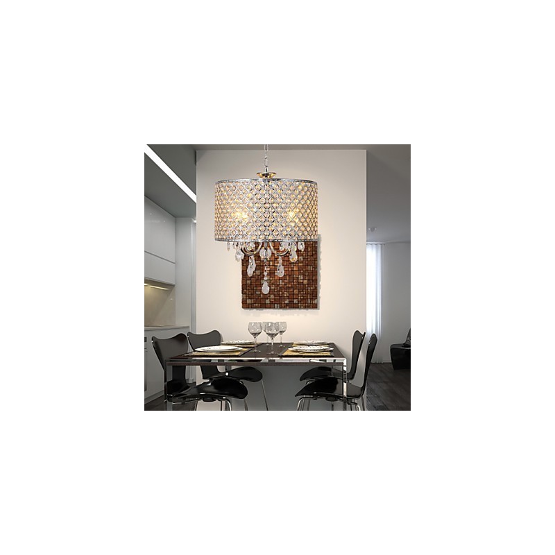 Bubnový luster Krištáľová moderná závesná lampa so 4 svetlami