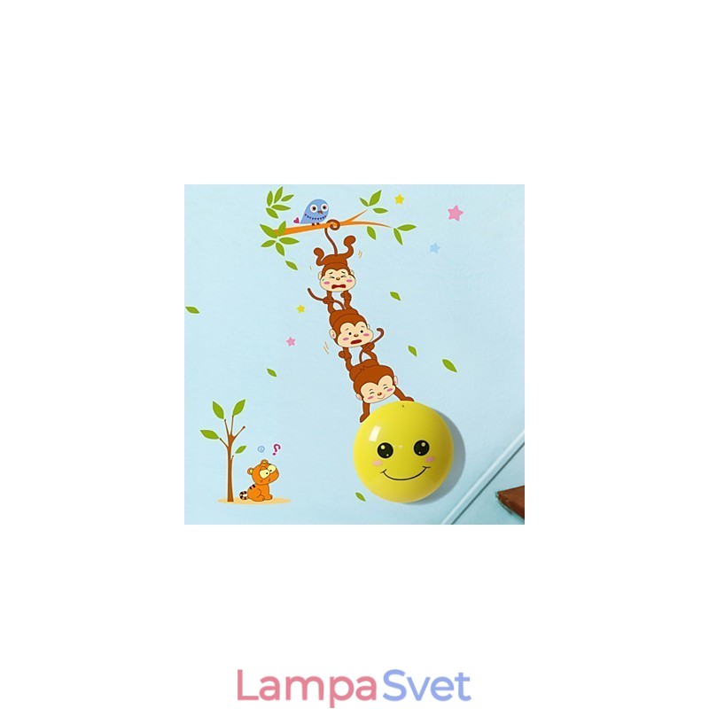 Samolepky na stenu Monkeys svetlom aktivovaná inteligentná indukčná smetope ozdobná nástenná lampa