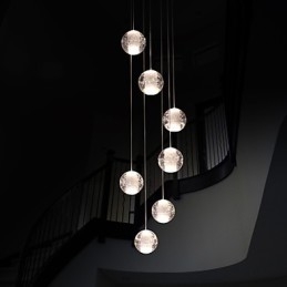 Moderné závesné svietidlo Závesná lampa G4 Retroifit 7 svetiel Chrómovaný krištáľ na schodisko