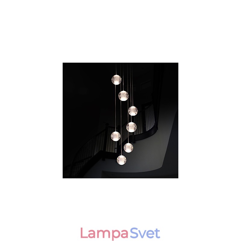 Moderné závesné svietidlo Závesná lampa G4 Retroifit 7 svetiel Chrómovaný krištáľ na schodisko
