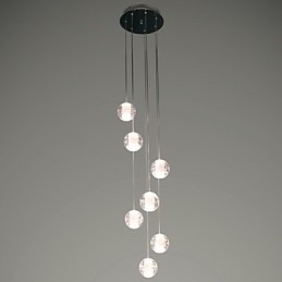 Moderné závesné svietidlo Závesná lampa G4 Retroifit 7 svetiel Chrómovaný krištáľ na schodisko