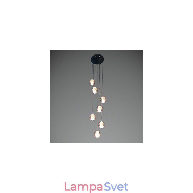 Moderné závesné svietidlo Závesná lampa G4 Retroifit 7 svetiel Chrómovaný krištáľ na schodisko